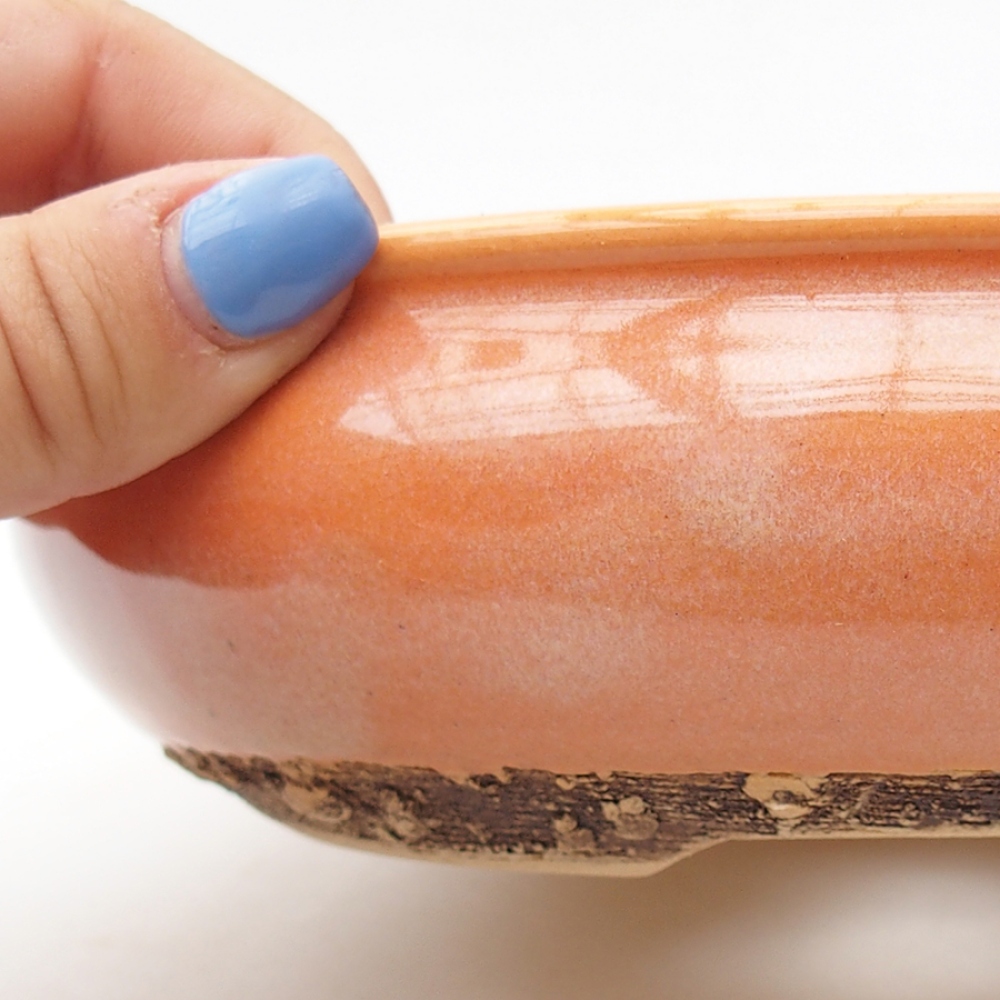 Cuenco bonsái de cerámica 17,5 x 17,5 x 5 cm, naranja