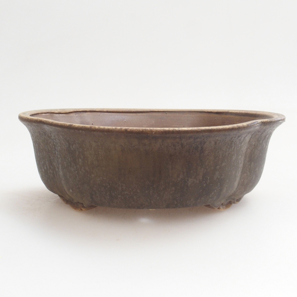 Cuenco bonsái de cerámica 10 x 8,5 x 4 cm, marrón