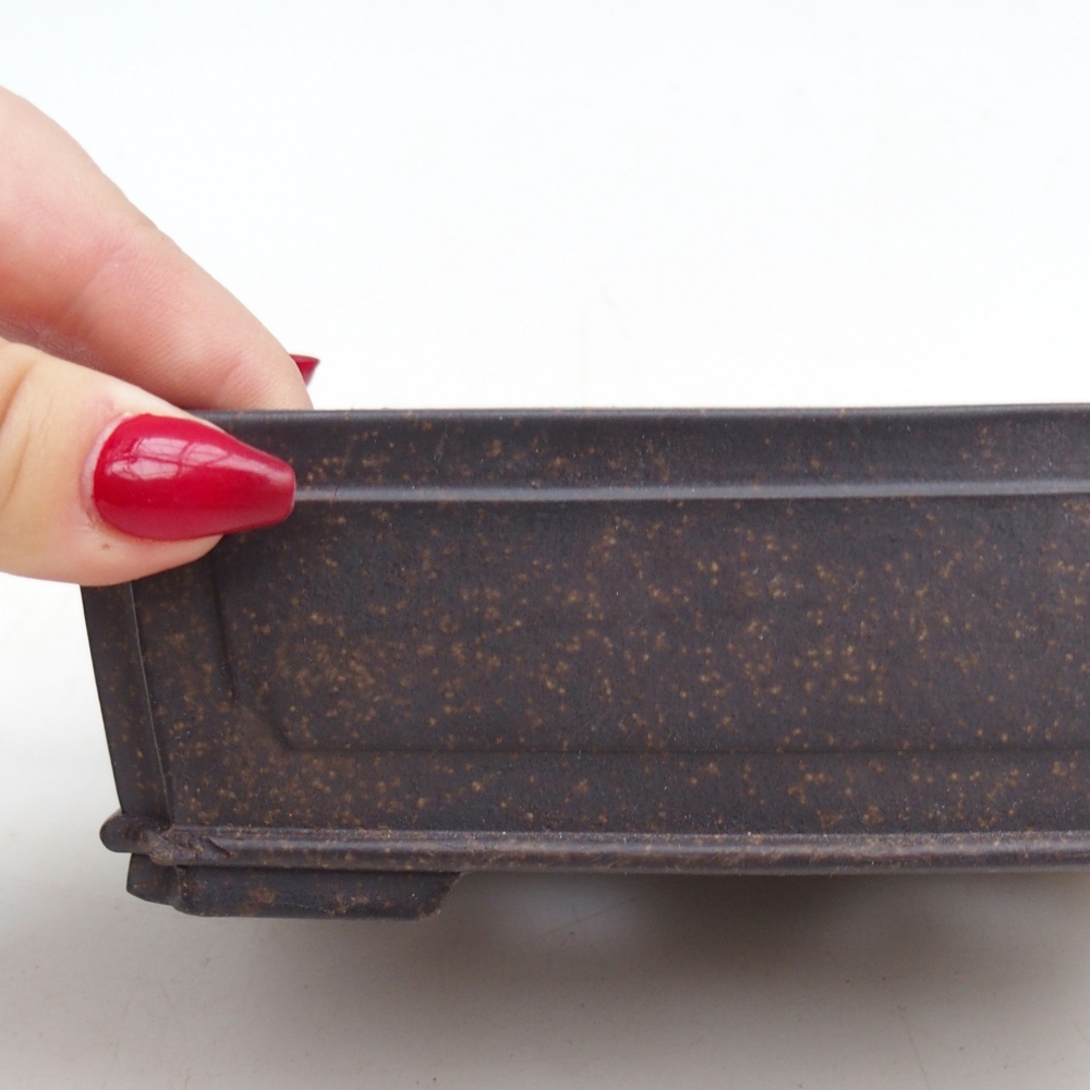 Cuenco bonsái de cerámica 15 x 11,5 x 5 cm, color ocre parduzco