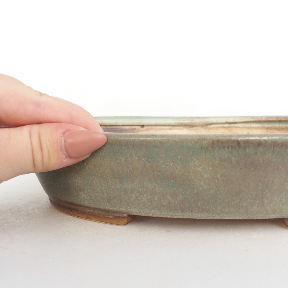 Cuenco bonsái de cerámica 22,5 x 20 x 4,5 cm, verde