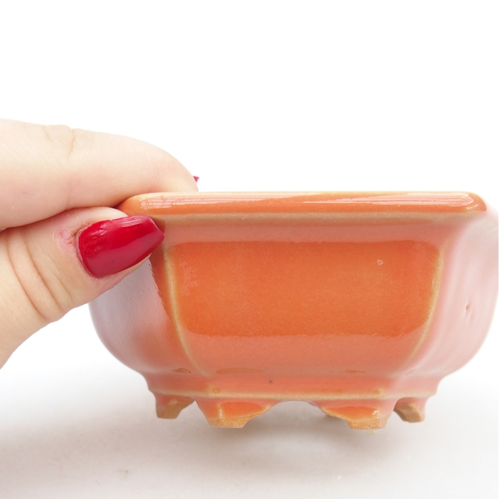 Cuenco bonsái de cerámica 12 x 10,5 x 4,5 cm, naranja