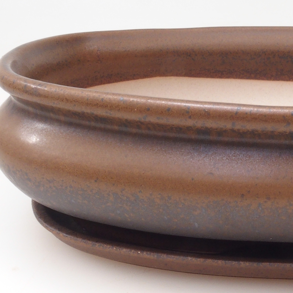 Cuenco bonsai + platillo H15 - 25,5x17,5x6 cm - marrón