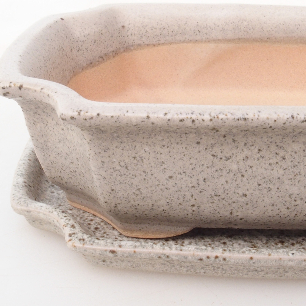 Cuenco bonsái + platillo H17 - 15 x 10 x 4 cm - beige