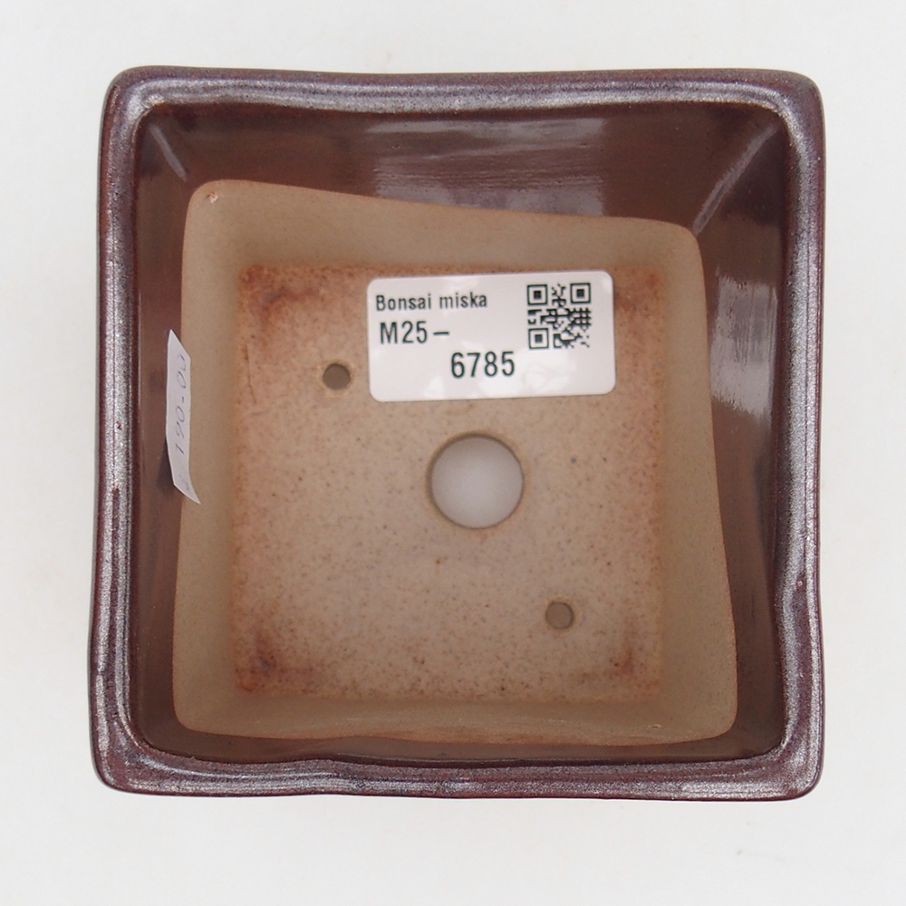 Cuenco bonsái de cerámica 9 x 9 x 8,5 cm, color burdeos