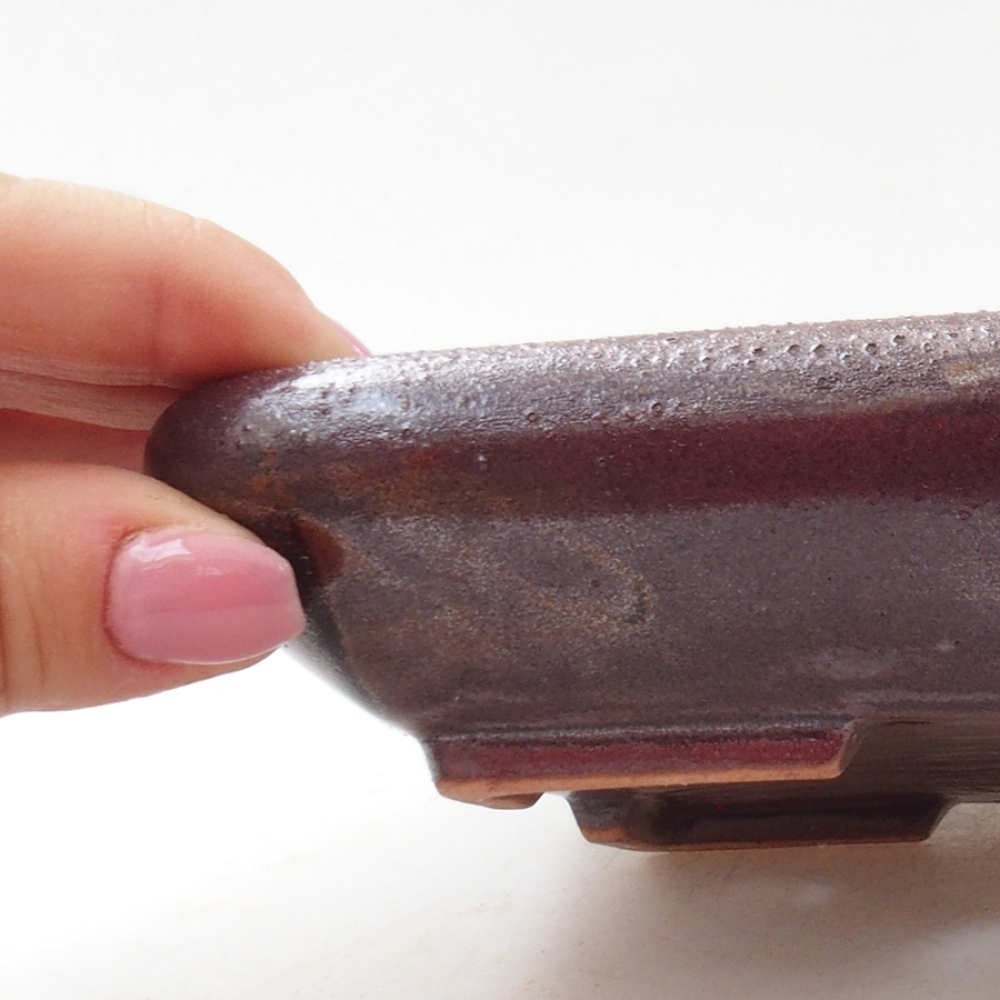 Cuenco bonsái de cerámica 17 x 13,5 x 3,5 cm, color metálico