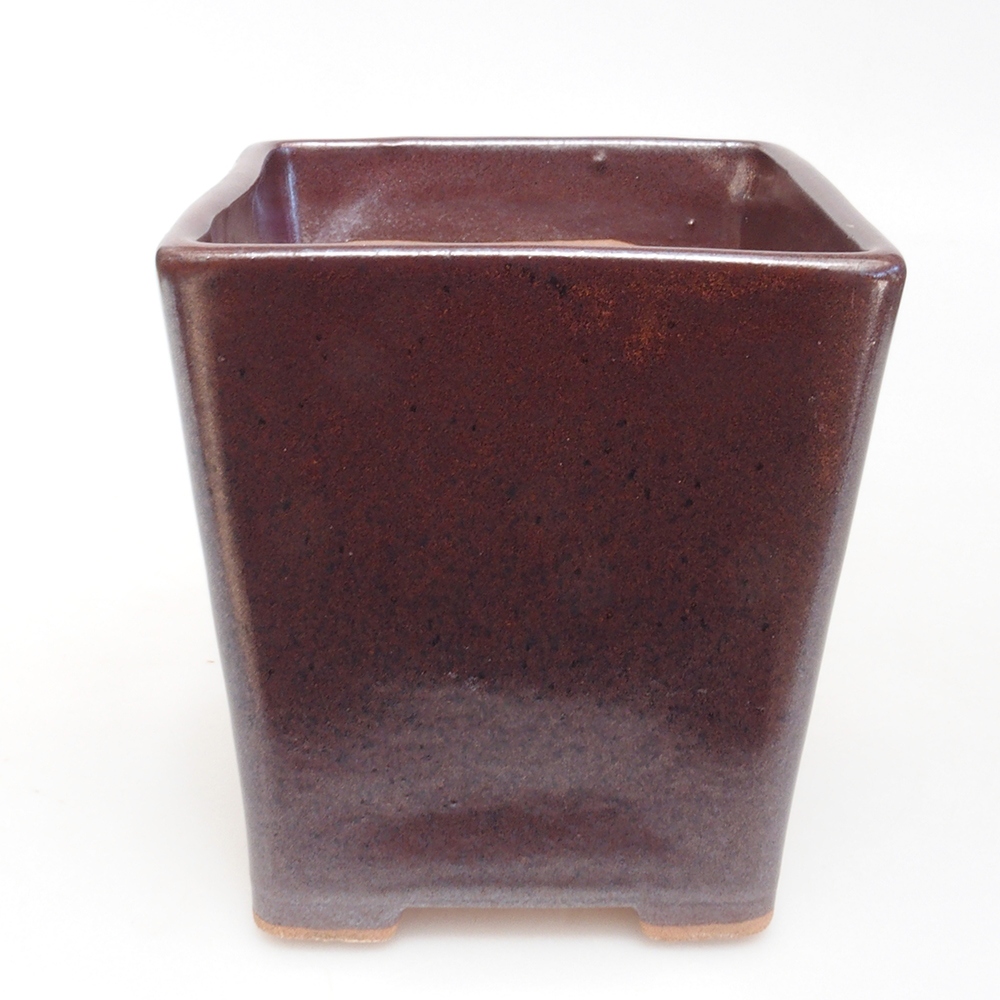 Cuenco bonsái de cerámica 10,5 x 10,5 x 11,5 cm, marrón