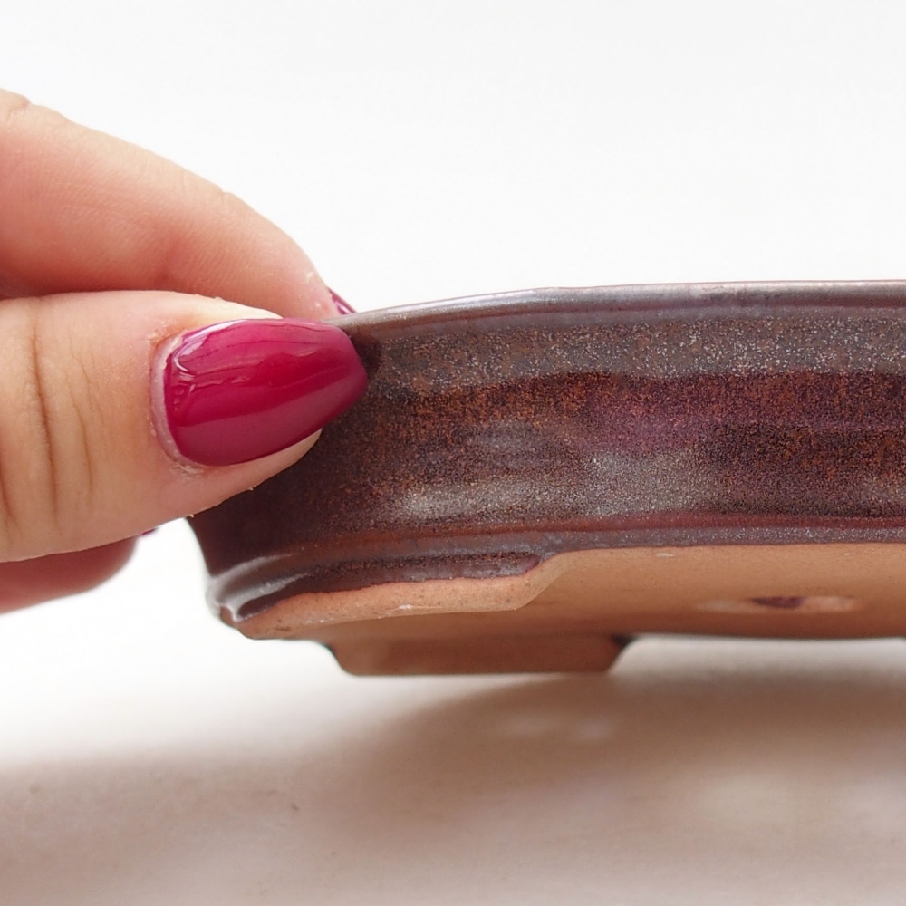 Cuenco bonsái de cerámica 12,5 x 10,5 x 2 cm, marrón