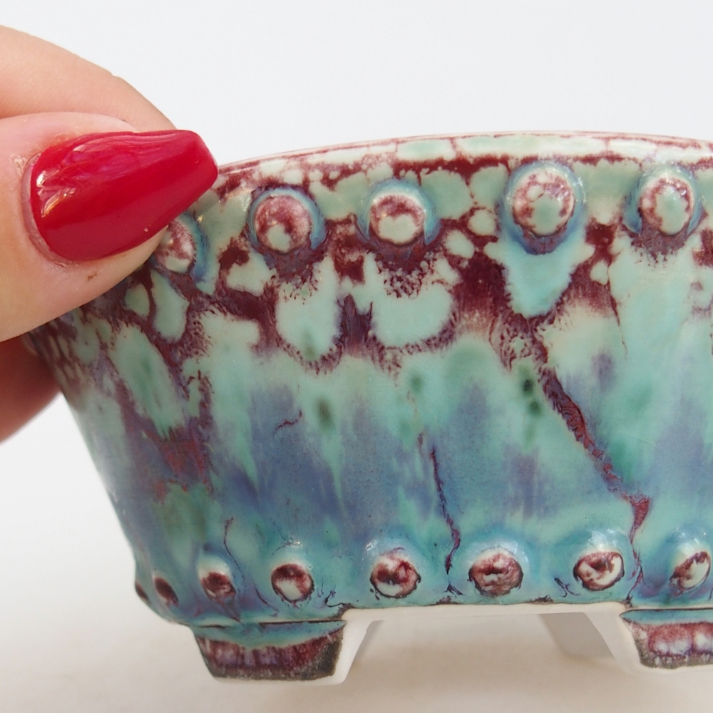 Cuenco bonsái de cerámica 10,5 x 10,5 x 5 cm, verde