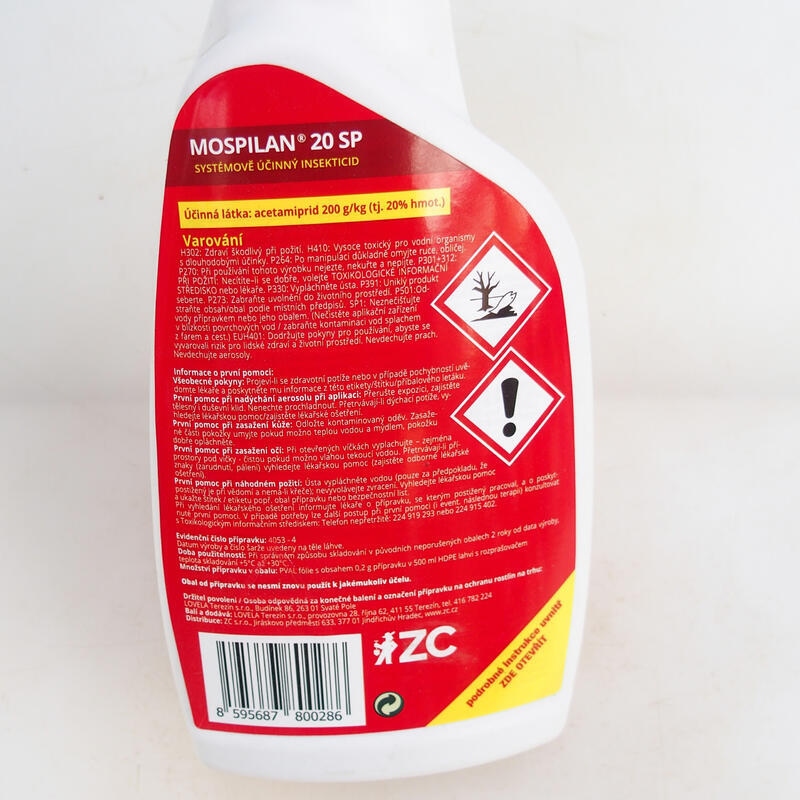 Insecticida Mospilan 20SP en pulverizador de 0,5 litros