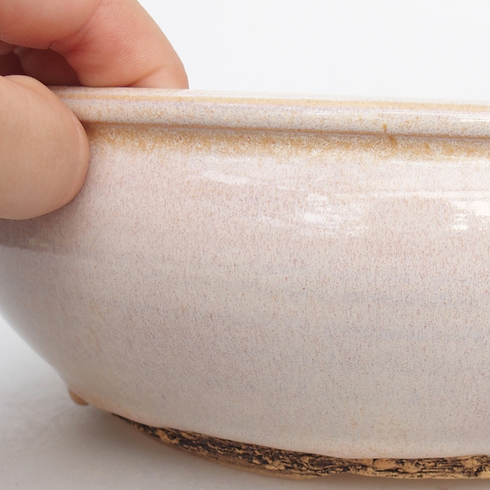 Cuenco bonsái de cerámica 21,5 x 21,5 x 7,5 cm, color beige