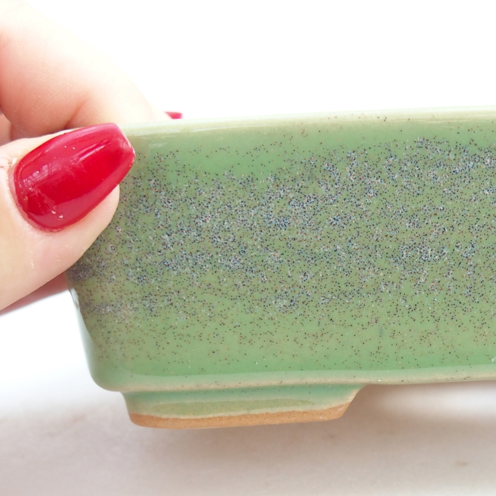 Cuenco bonsái de cerámica 14,5 x 10,5 x 4,5 cm, verde