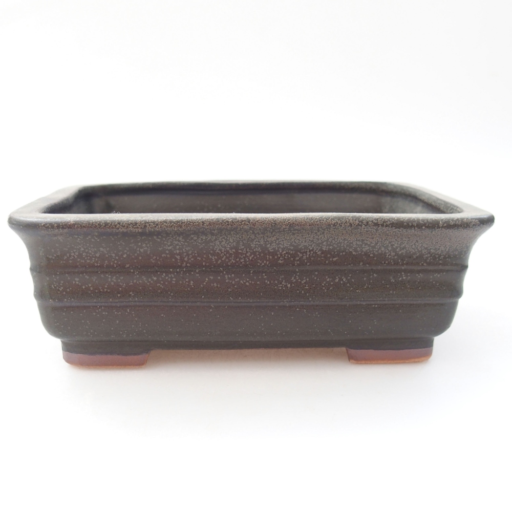 Cuenco bonsái de cerámica 13,5 x 9,5 x 4,5 cm, gris