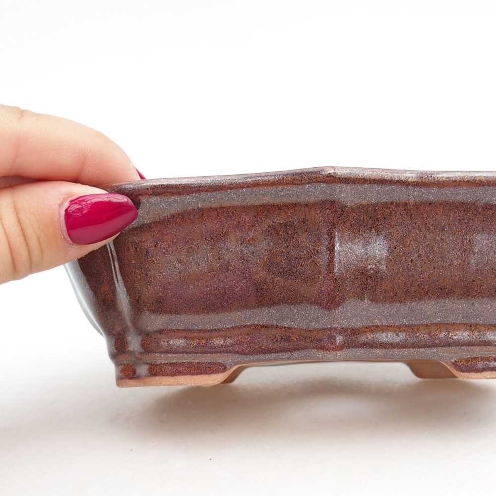 Cuenco bonsái de cerámica 15,5 x 11,5 x 4,5 cm, marrón