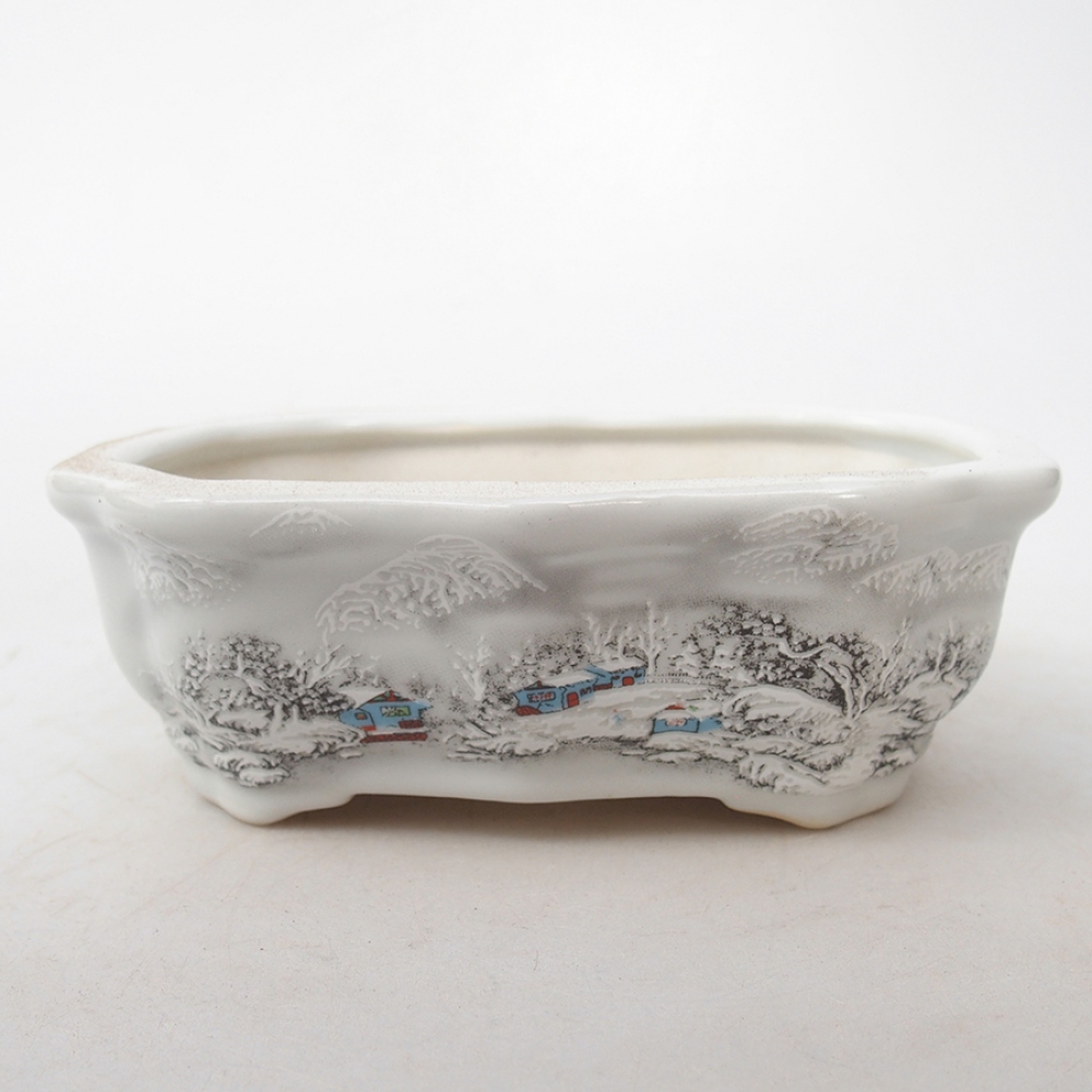 Cuenco bonsái de cerámica 15 x 11 x 5 cm, color blanco