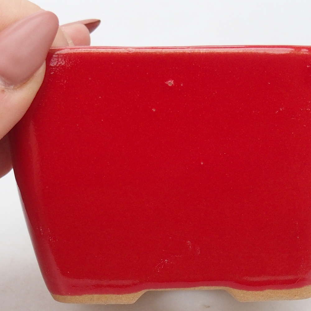 Cuenco bonsái de cerámica 8,5 x 8,5 x 6 cm, color rojo