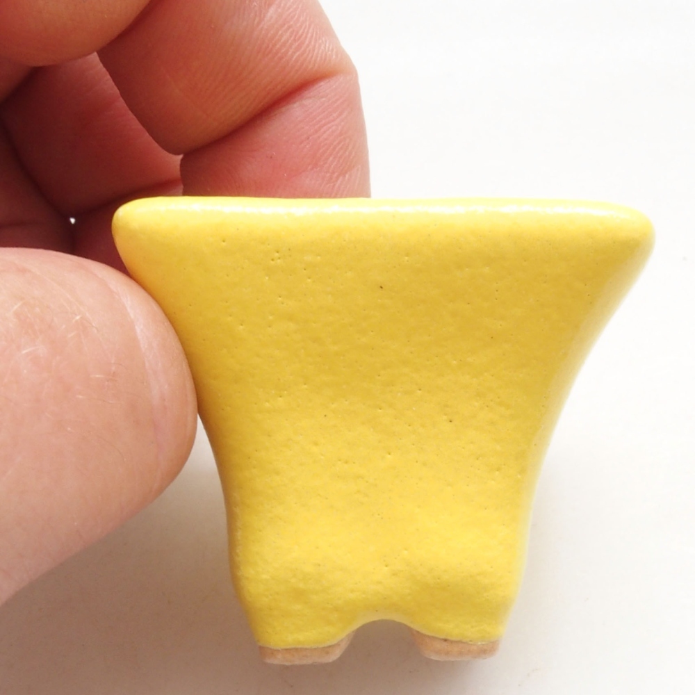 Cuenco bonsái de cerámica 3,5 x 3,5 x 3 cm, amarillo