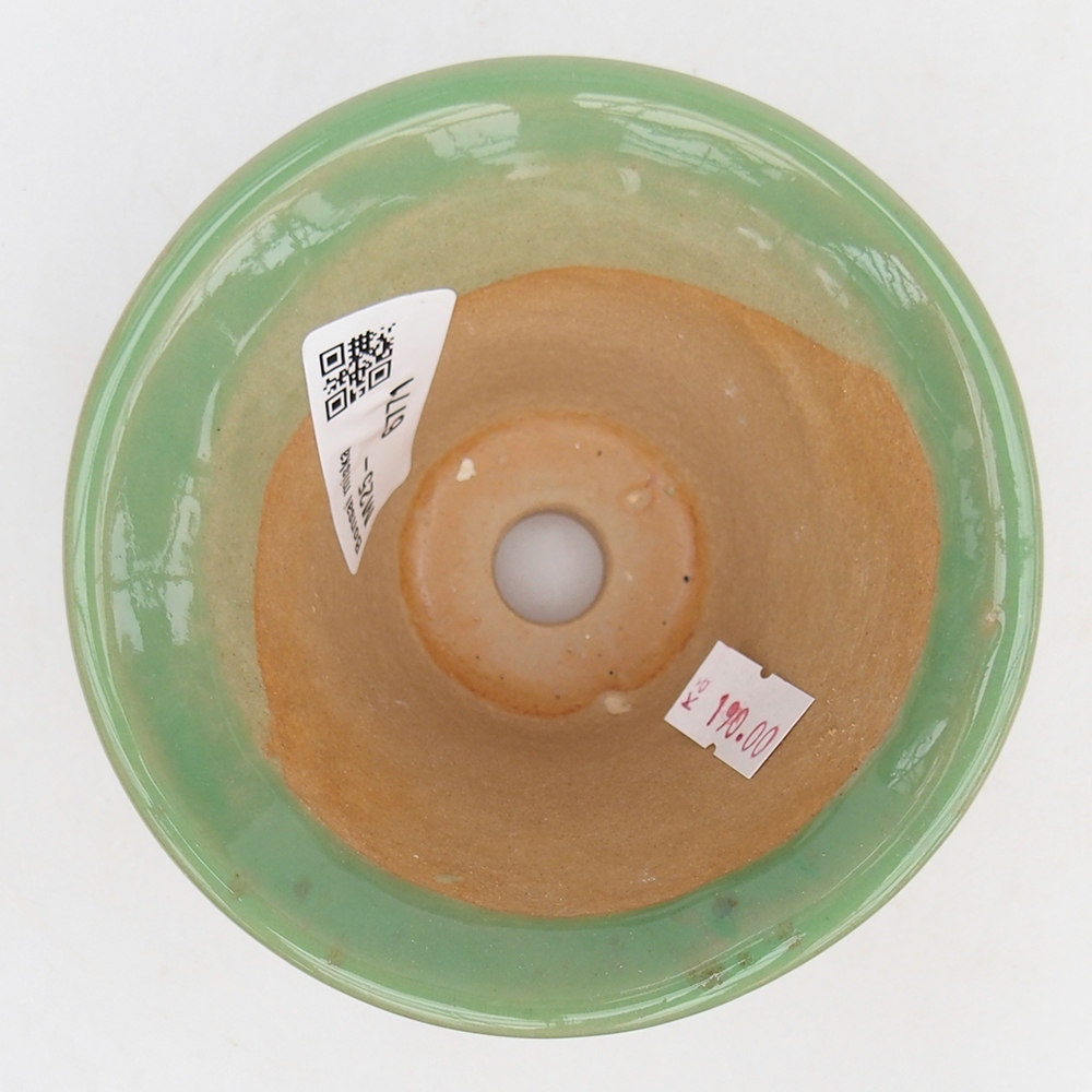 Cuenco bonsái de cerámica 10,5 x 10,5 x 7 cm, verde