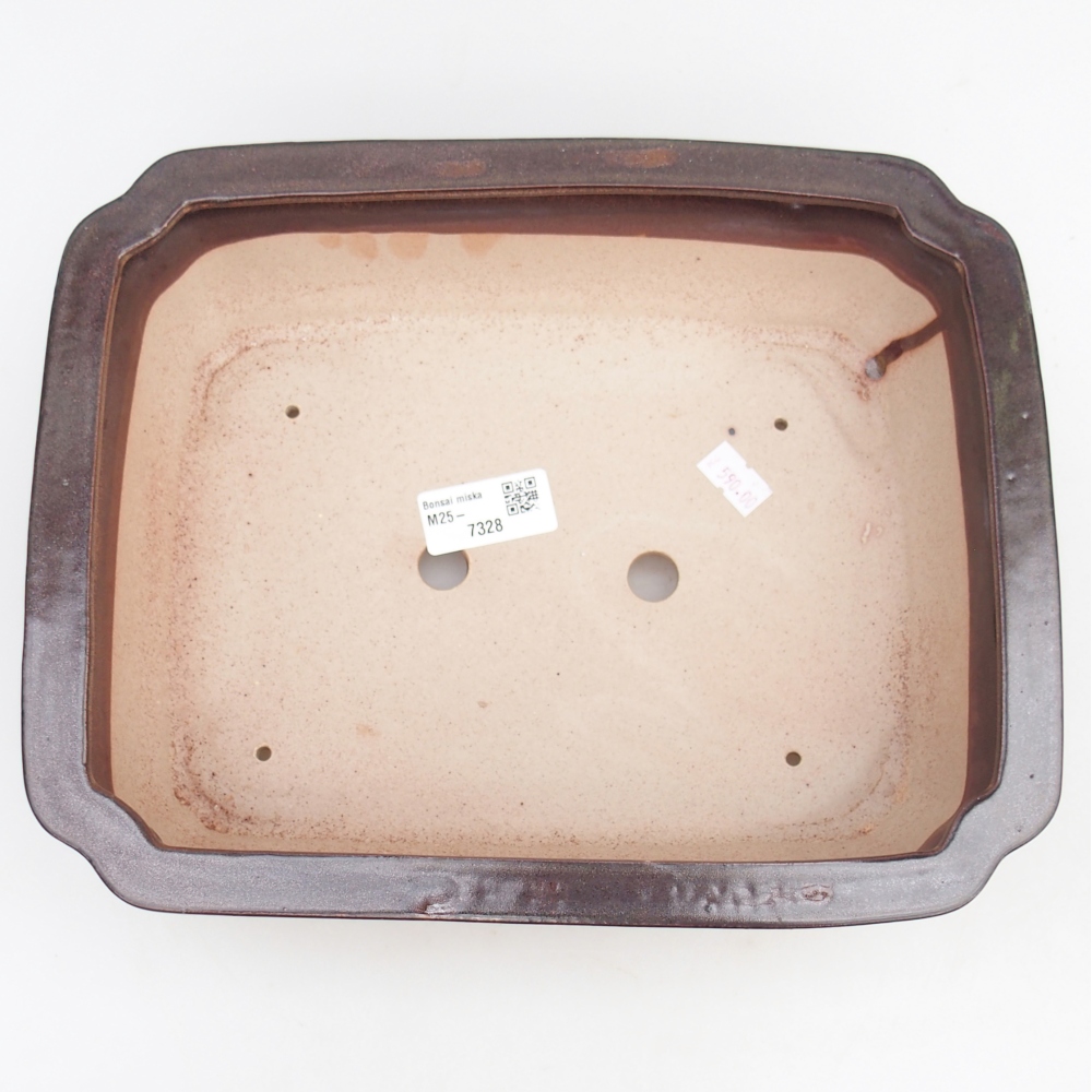 Cuenco bonsái de cerámica 27,5 x 22 x 7 cm, marrón