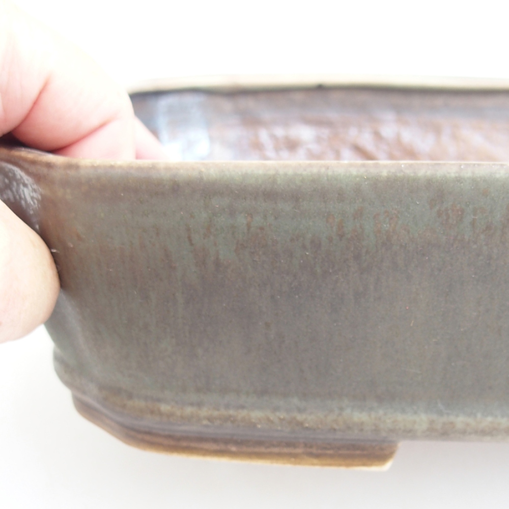 Cuenco bonsái de cerámica 24 x 20,5 x 6 cm, verde