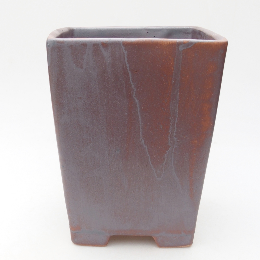 Cuenco bonsái de cerámica 15 x 15 x 19,5 cm, color metálico