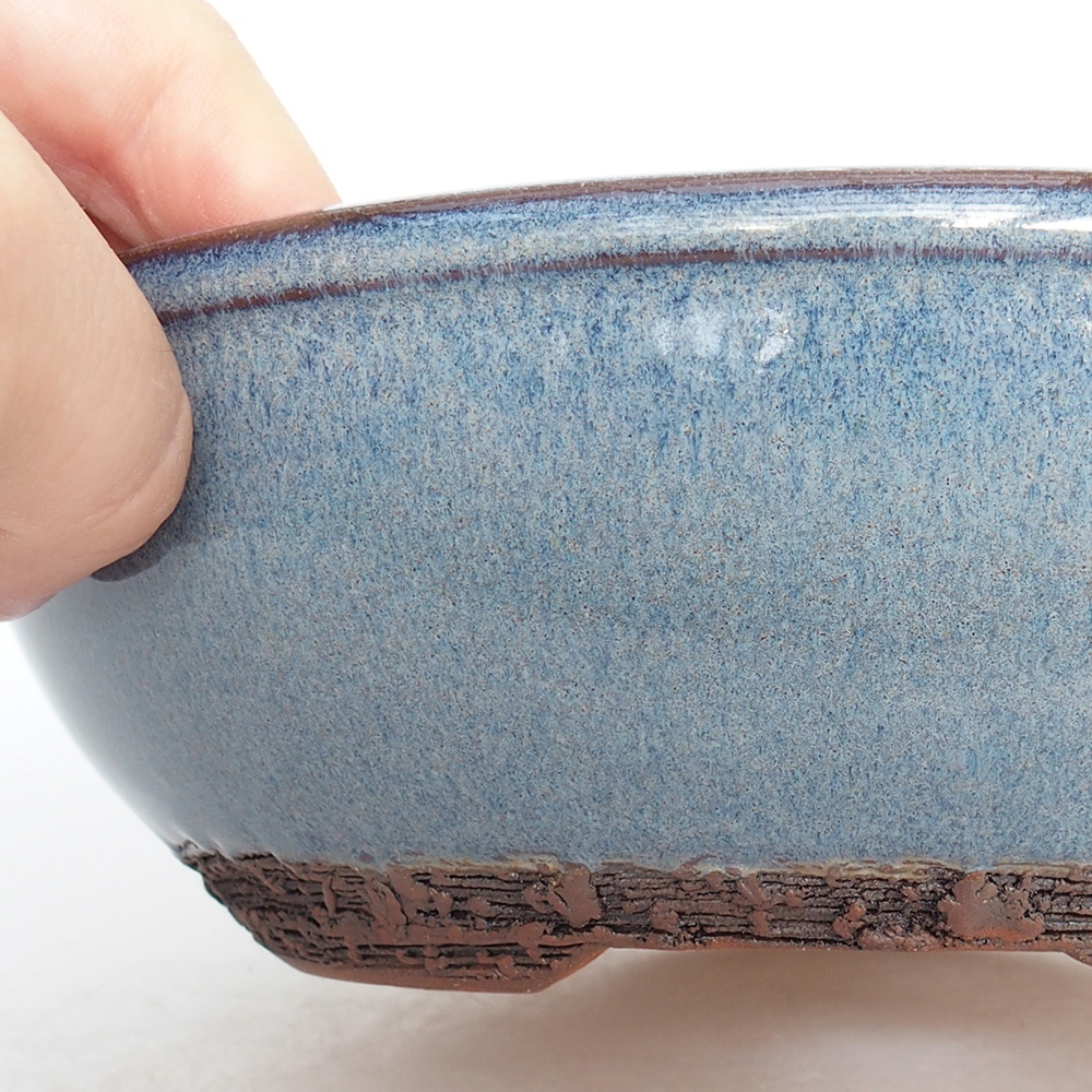 Cuenco bonsái de cerámica 19,5 x 19,5 x 6 cm, color azul