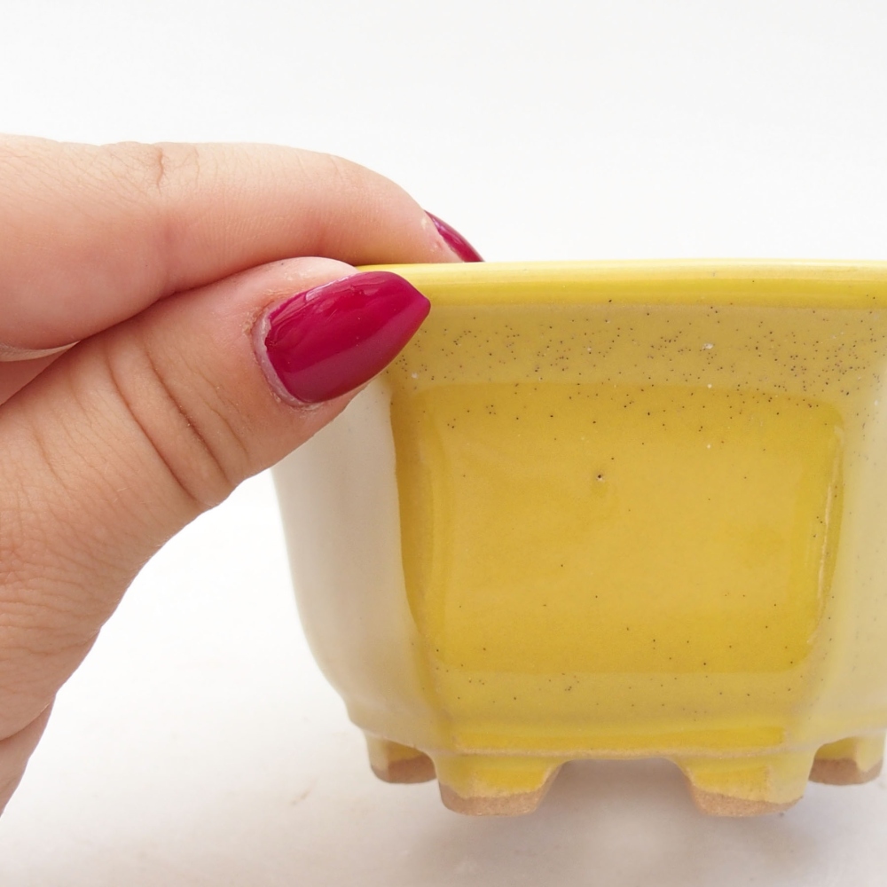 Cuenco bonsái de cerámica 10,5 x 9,5 x 5,5 cm, amarillo