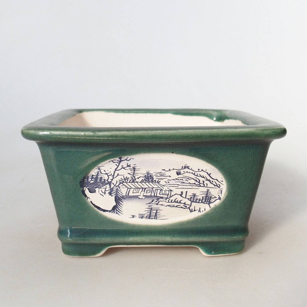 Cuenco bonsái de cerámica 13 x 13 x 7 cm, verde