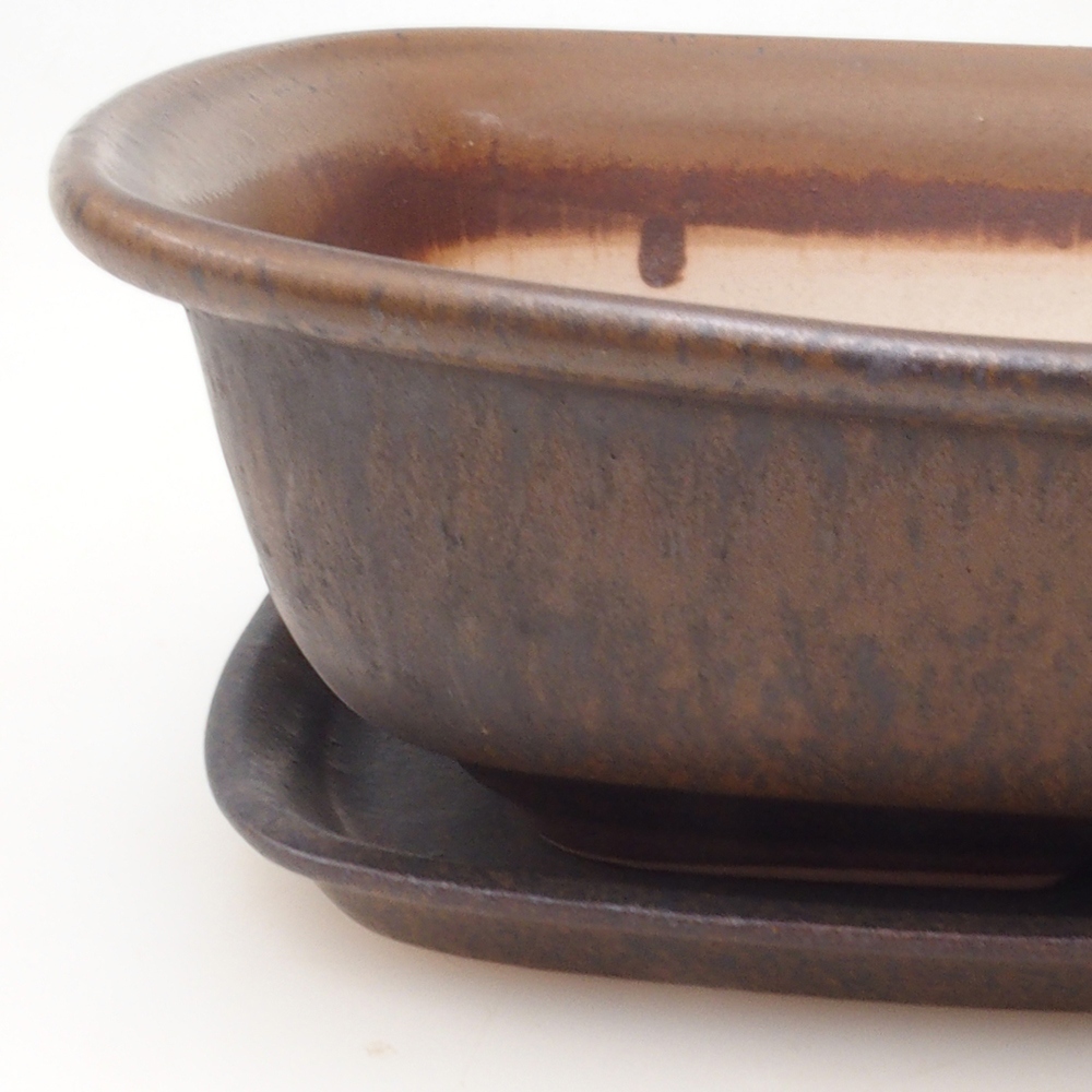 Cuenco bonsái + platillo H08 - 25 x 19,5 x 6 cm - marrón