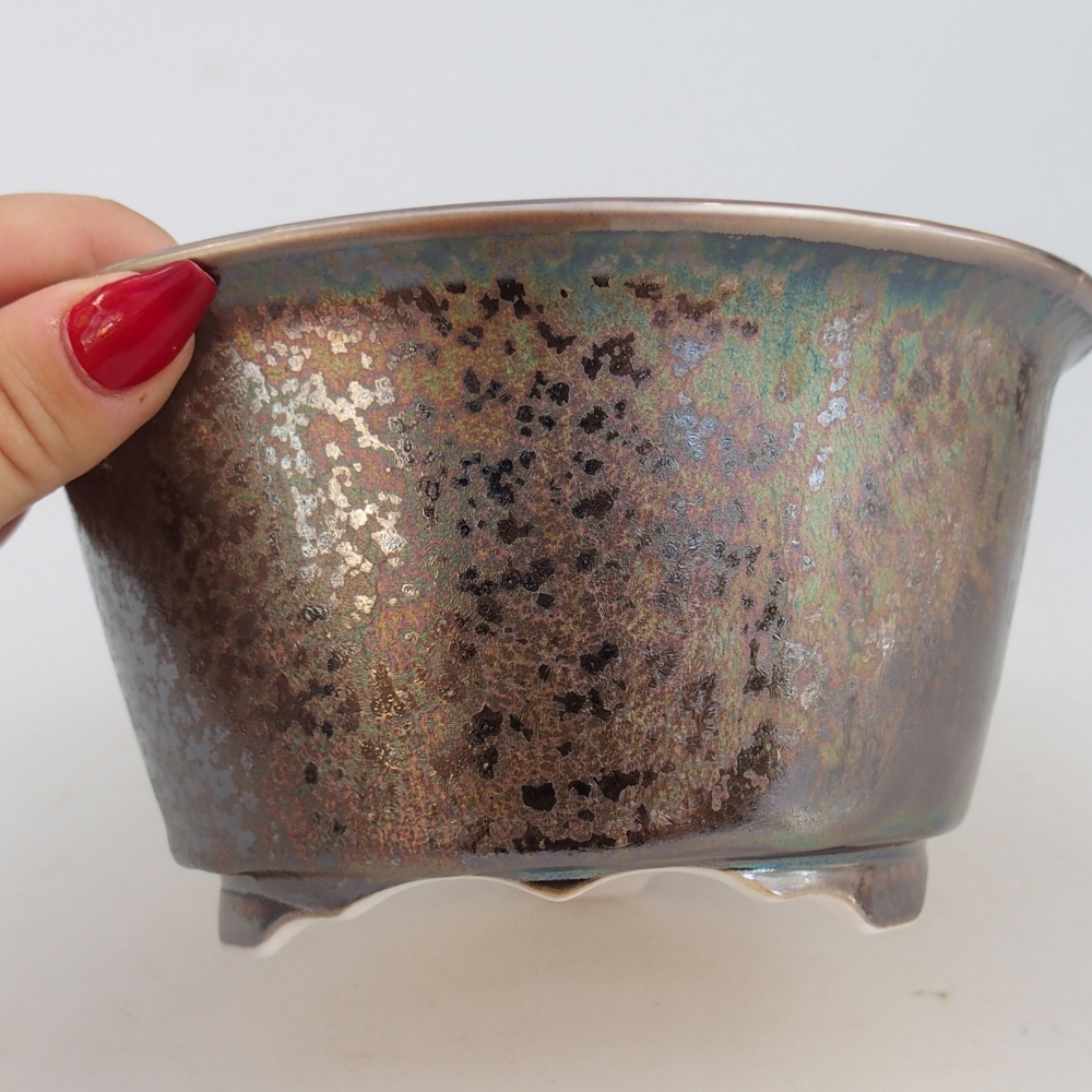 Cuenco bonsái de cerámica 16 x 16 x 8,5 cm, color dorado