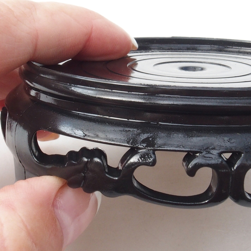 Mesa bonsai redonda de plástico 10 x 10 x 3,5 cm, negra