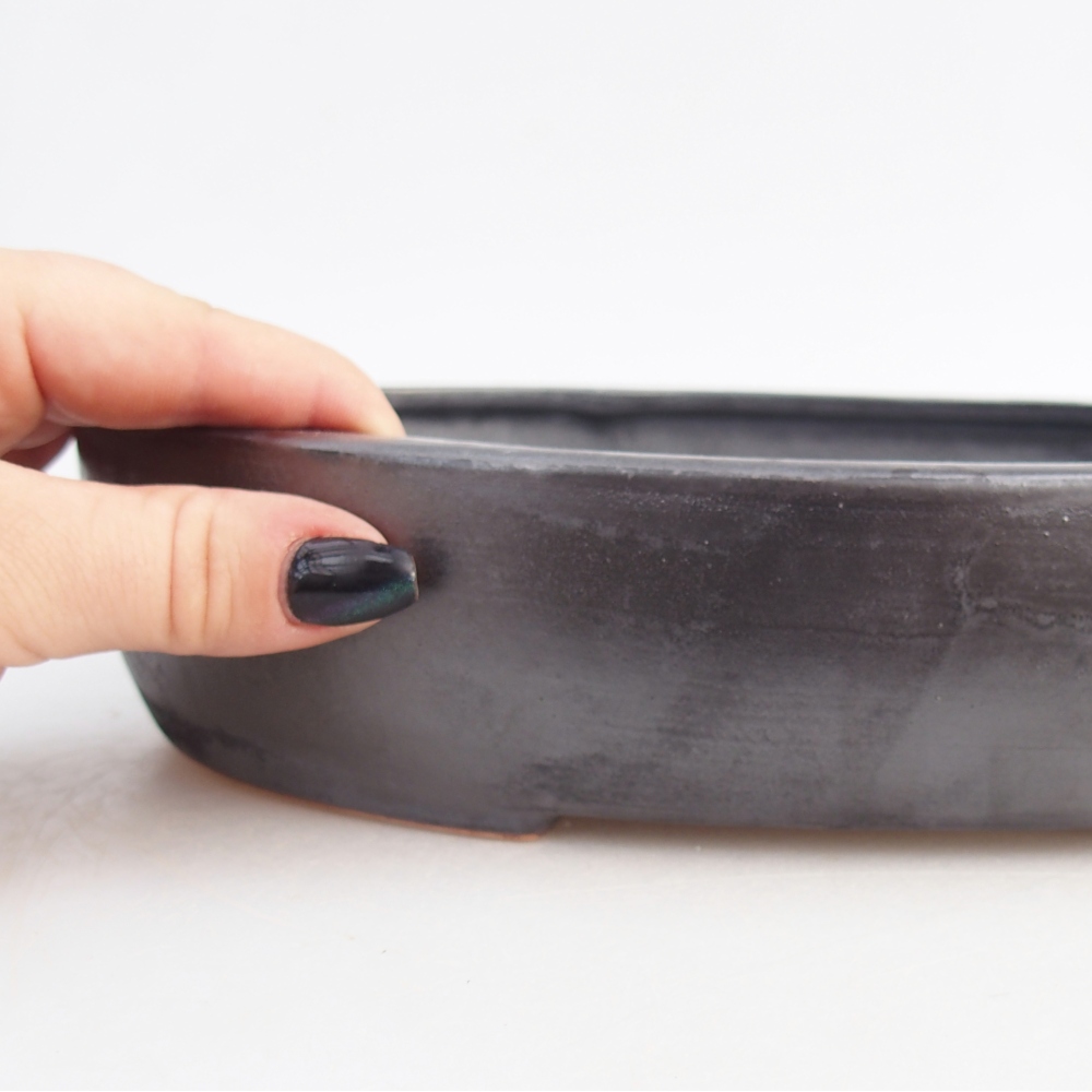 Cuenco bonsái de cerámica 27 x 21 x 5,5 cm, color metálico