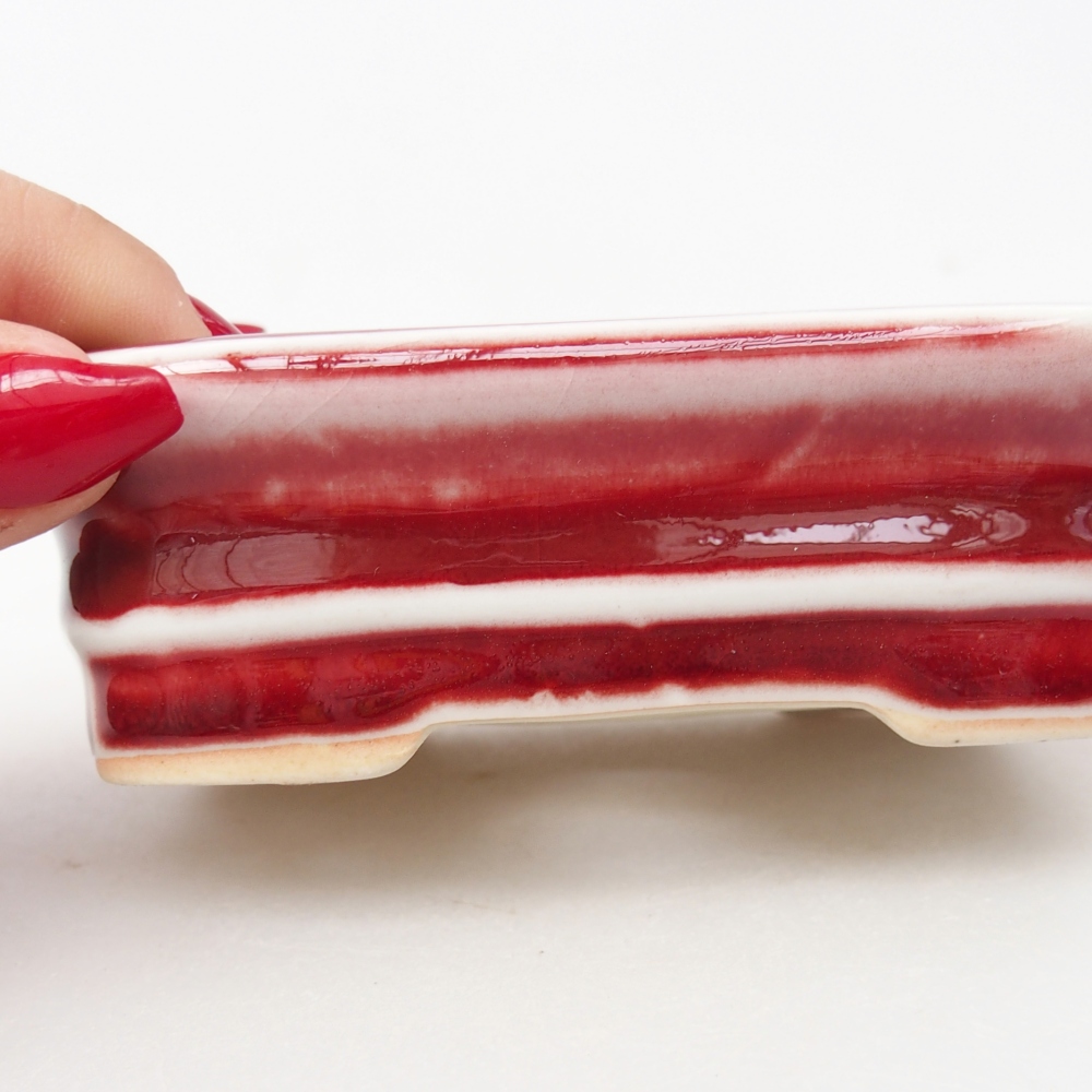 Cuenco bonsái de cerámica 11 x 8,5 x 3,5 cm, color rojo