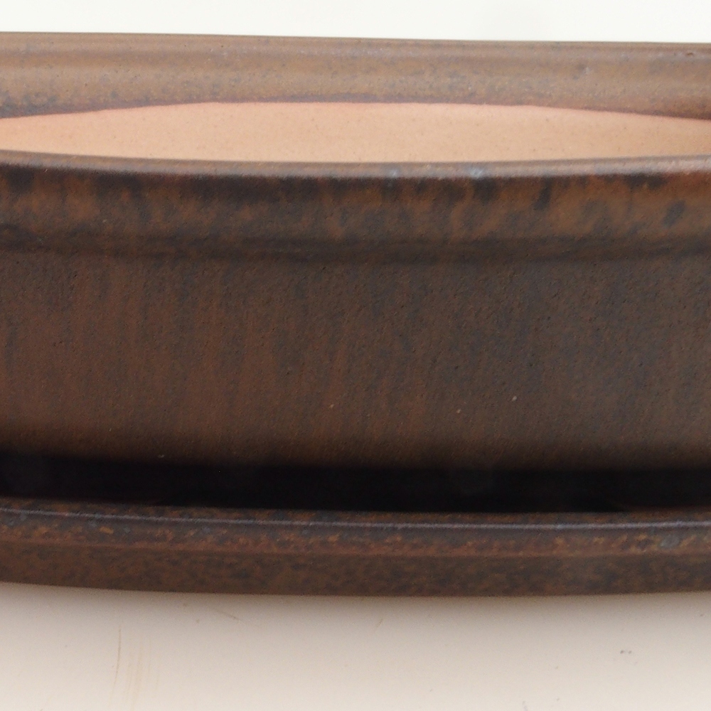 Cuenco bonsái + platillo H25 - 23 x 17 x 5,5 cm - marrón