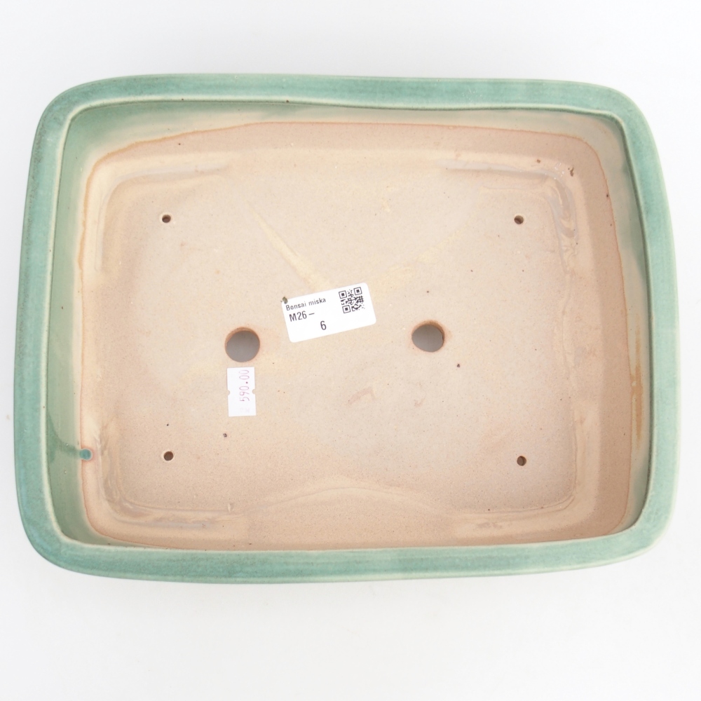 Cuenco bonsái de cerámica 26,5 x 20,5 x 7 cm, verde