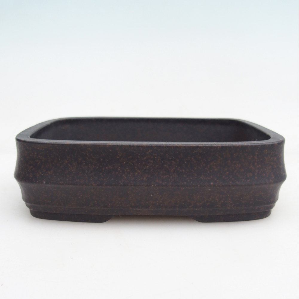 Cuenco bonsái de cerámica 14,5 x 10,5 x 4 cm, color ocre parduzco