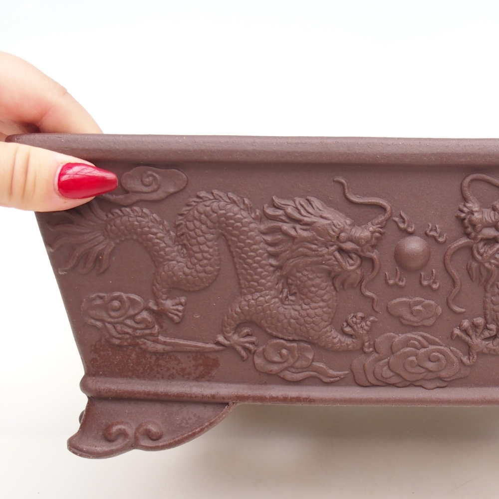 Cuenco bonsái de cerámica 27,5 x 20 x 11 cm, marrón