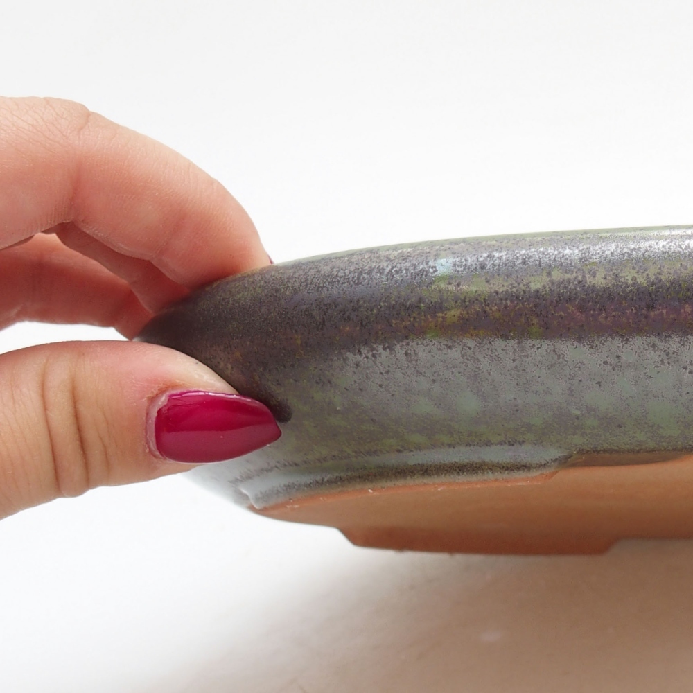 Cuenco bonsái de cerámica 22 x 16,5 x 3 cm, verde