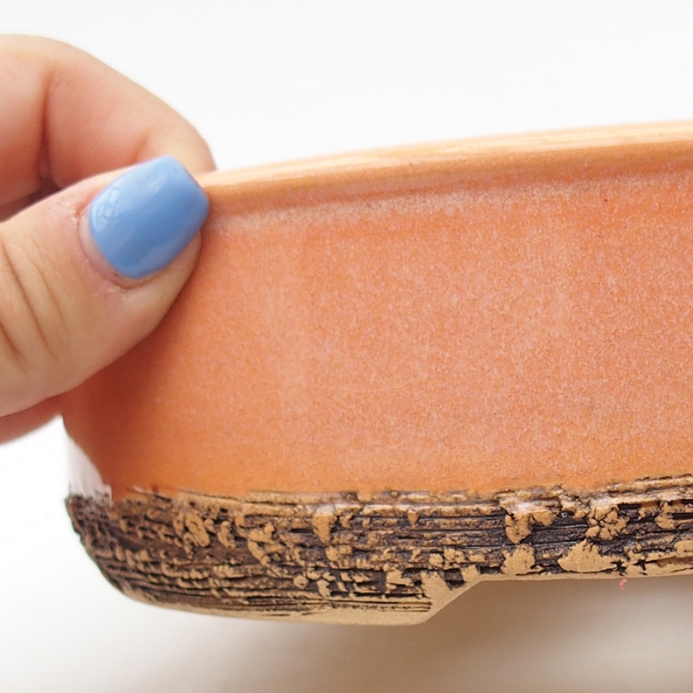 Cuenco bonsái de cerámica 17,5 x 17,5 x 5 cm, naranja