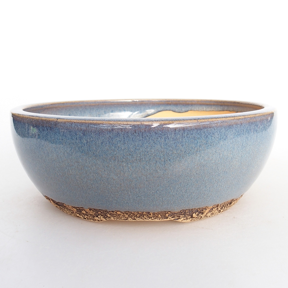 Cuenco bonsái de cerámica 17,5 x 17,5 x 6 cm, color azul