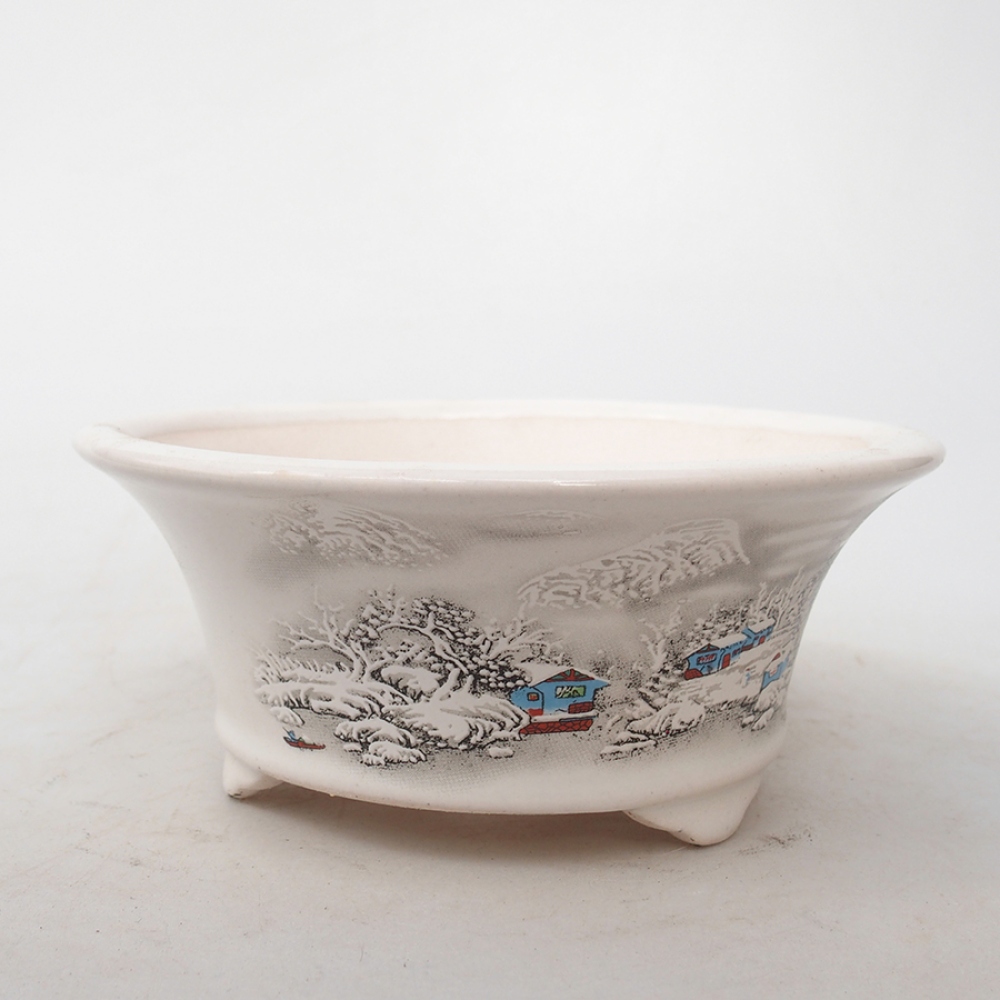 Cuenco bonsái de cerámica 13 x 13 x 6 cm, color blanco