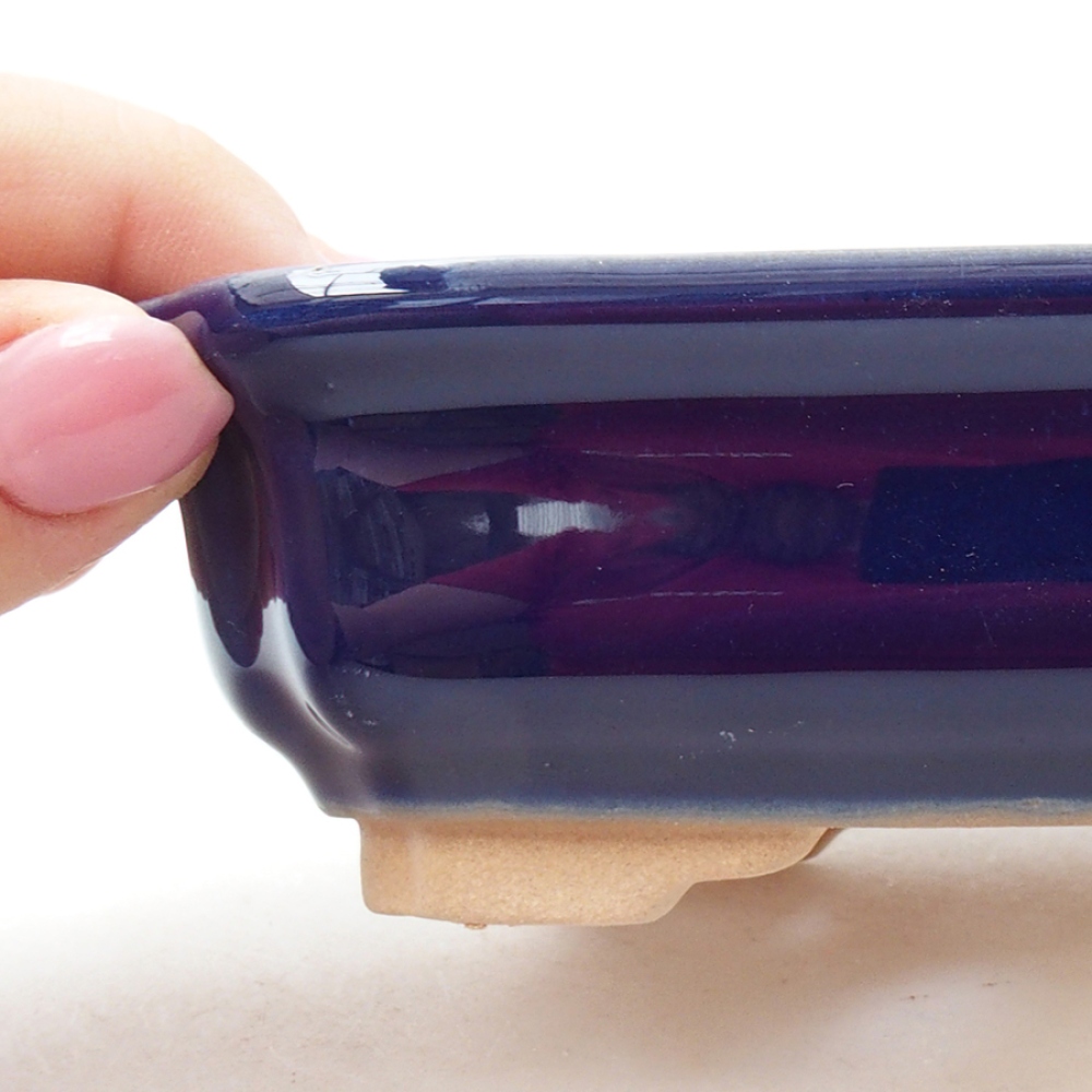 Cuenco bonsái de cerámica 14 x 11 x 4 cm, color azul