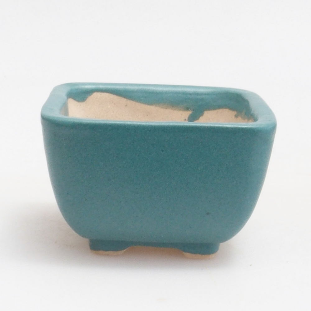 Cuenco bonsái de cerámica 6,5 x 5,5 x 4 cm, color azul