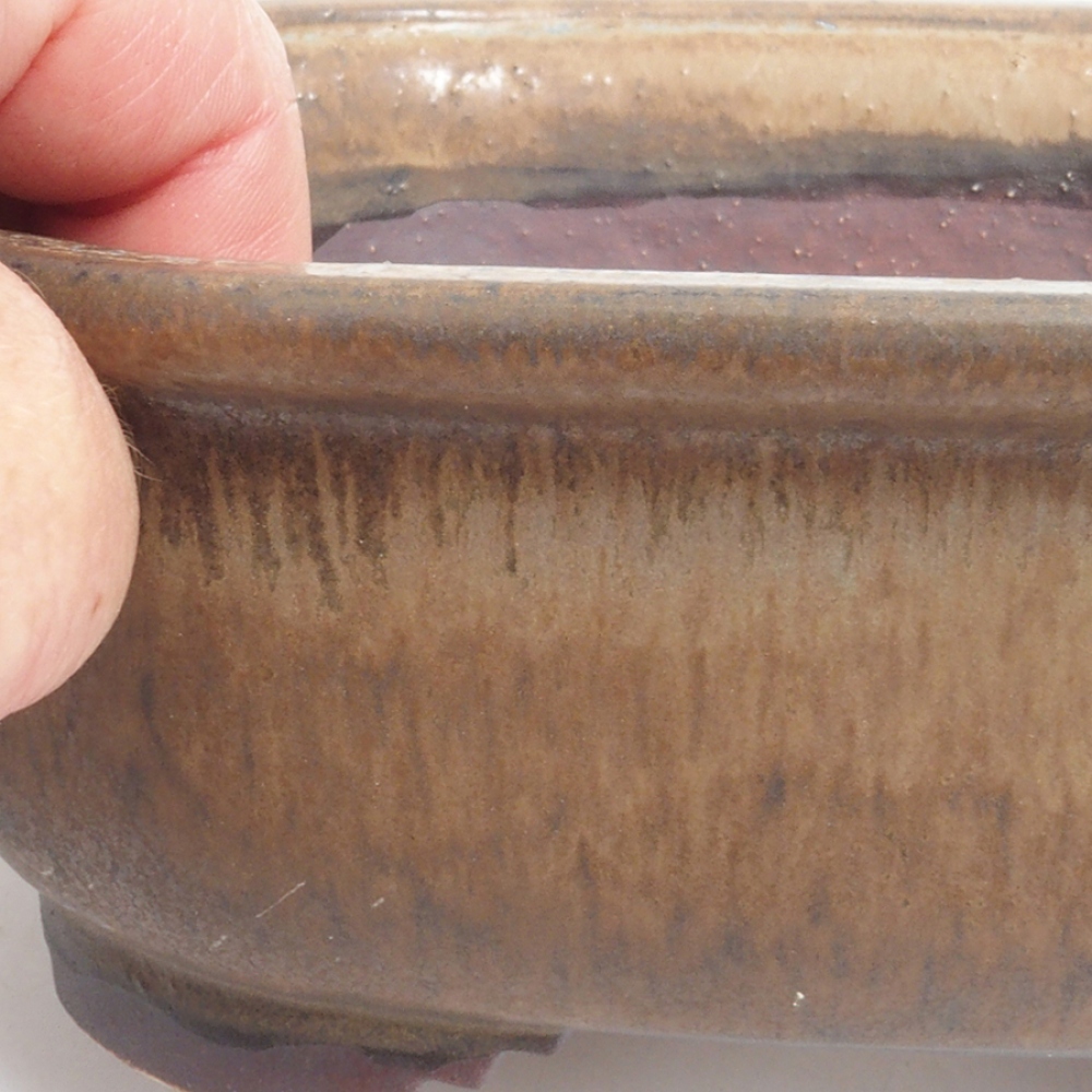 Cuenco bonsái de cerámica 10 x 8,5 x 4 cm, marrón