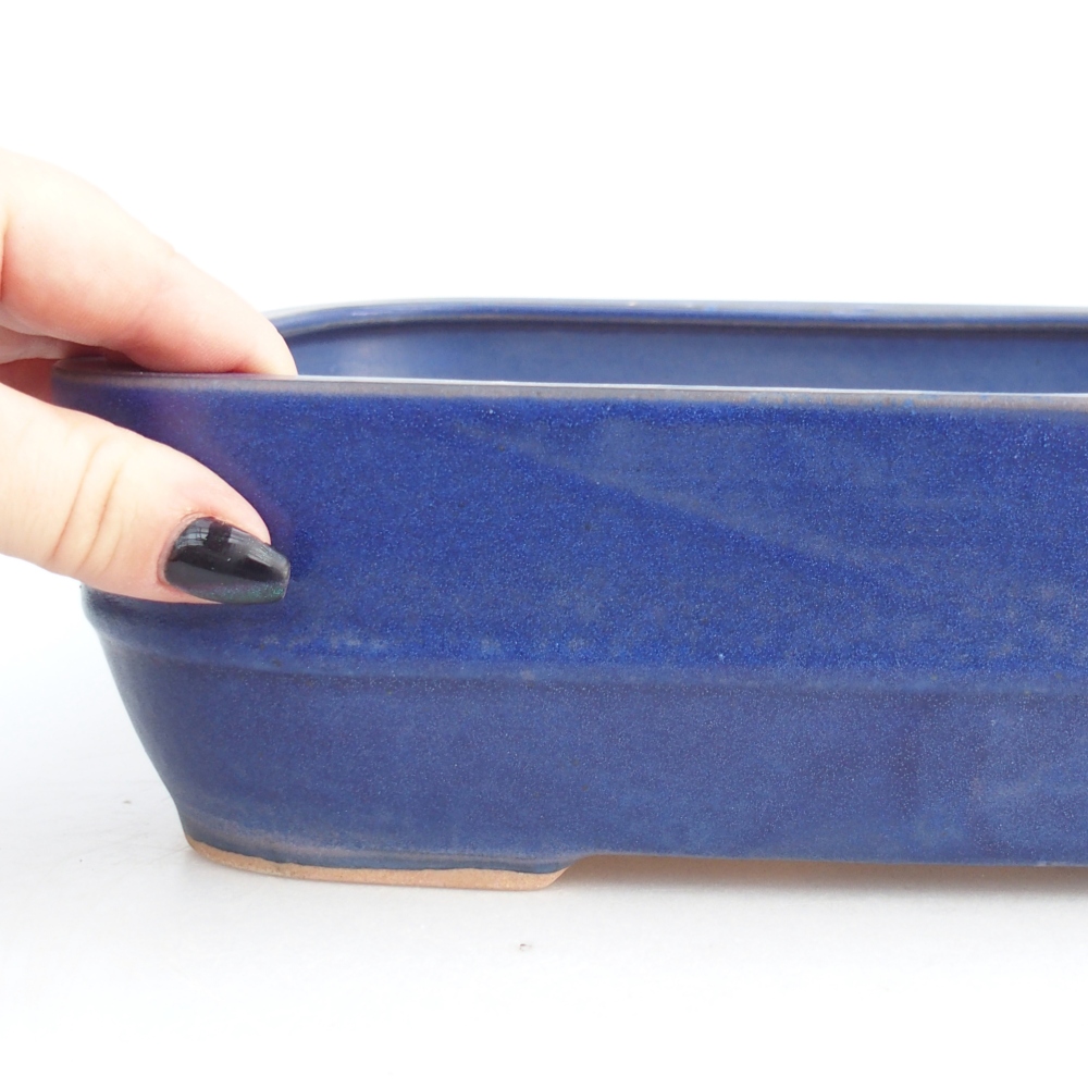 Cuenco bonsái de cerámica 28,5 x 21 x 7,5 cm, color azul