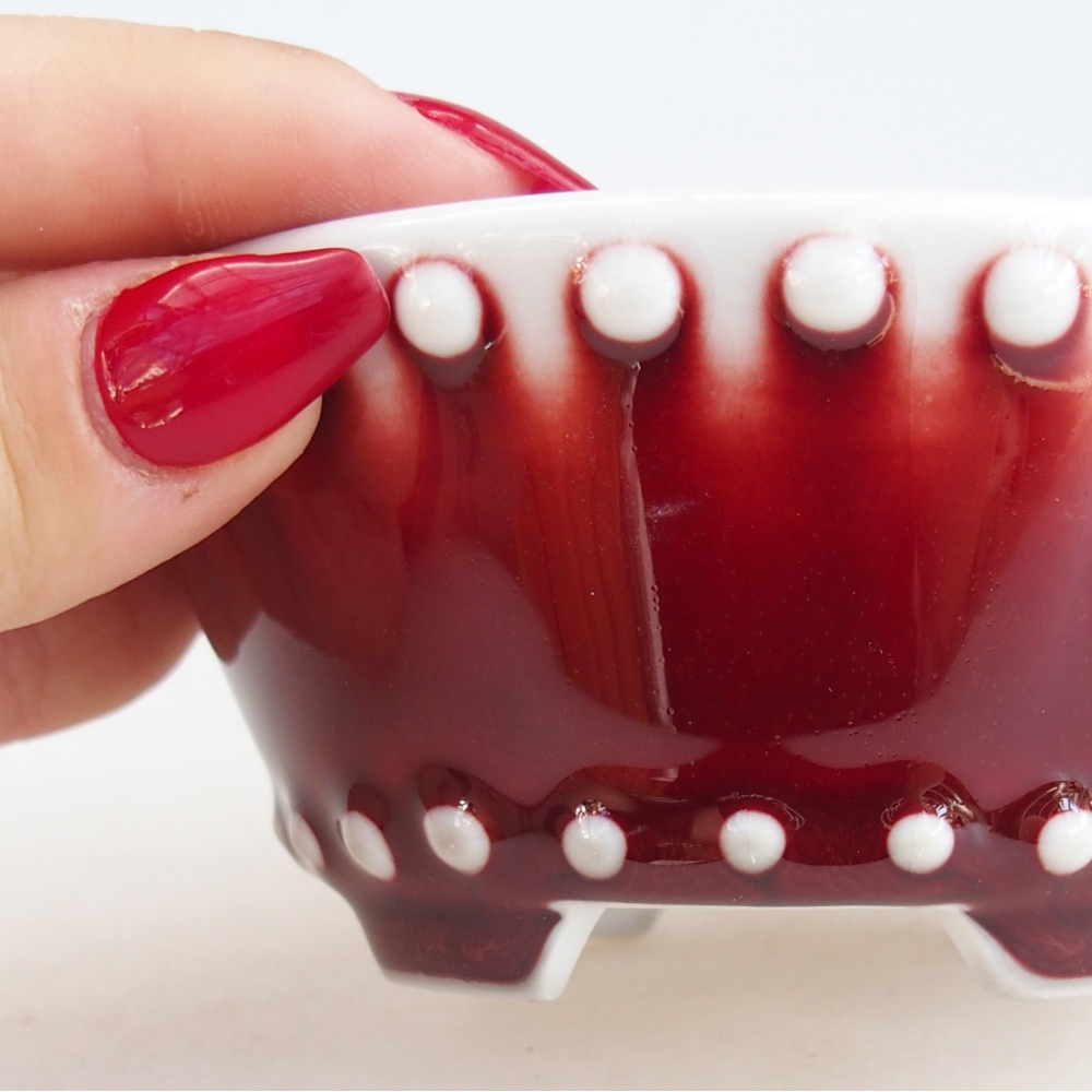 Cuenco bonsái de cerámica 10,5 x 10,5 x 5 cm, color rojo