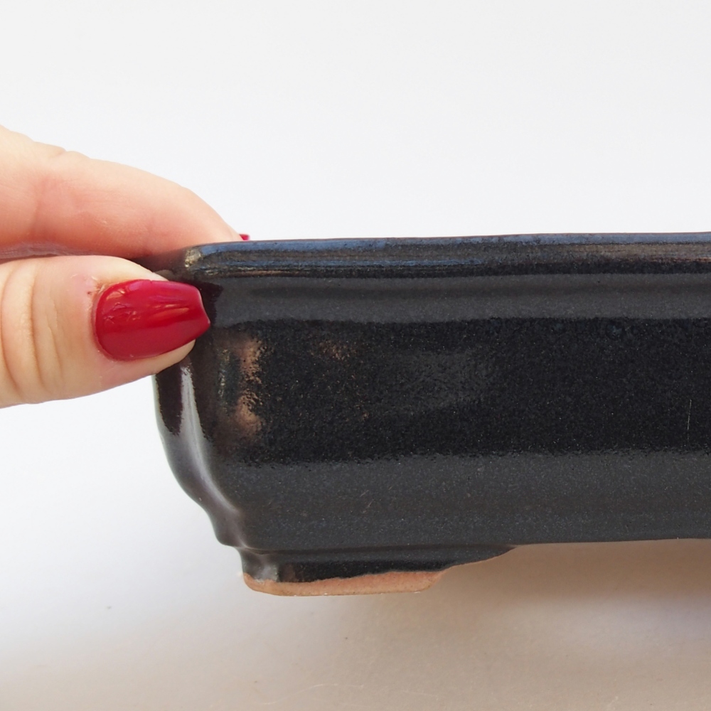 Cuenco bonsái de cerámica 18 x 13,5 x 5 cm, color negro