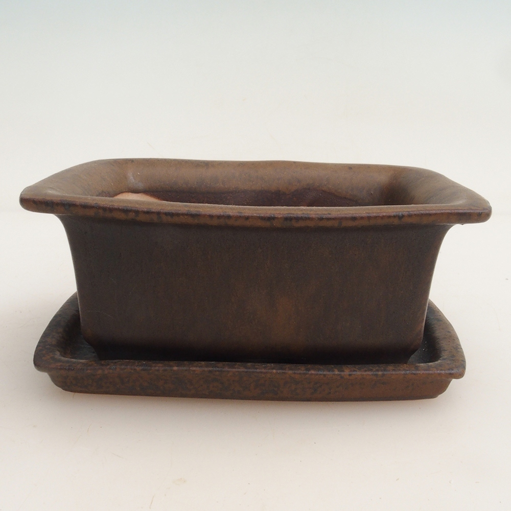 Cuenco bonsái + platillo H11 - 11,5 x 10 x 4 cm - marrón
