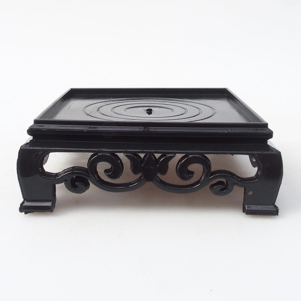 Mesa bonsai cuadrada de plástico 11 x 11 x 3,5 cm, color negro