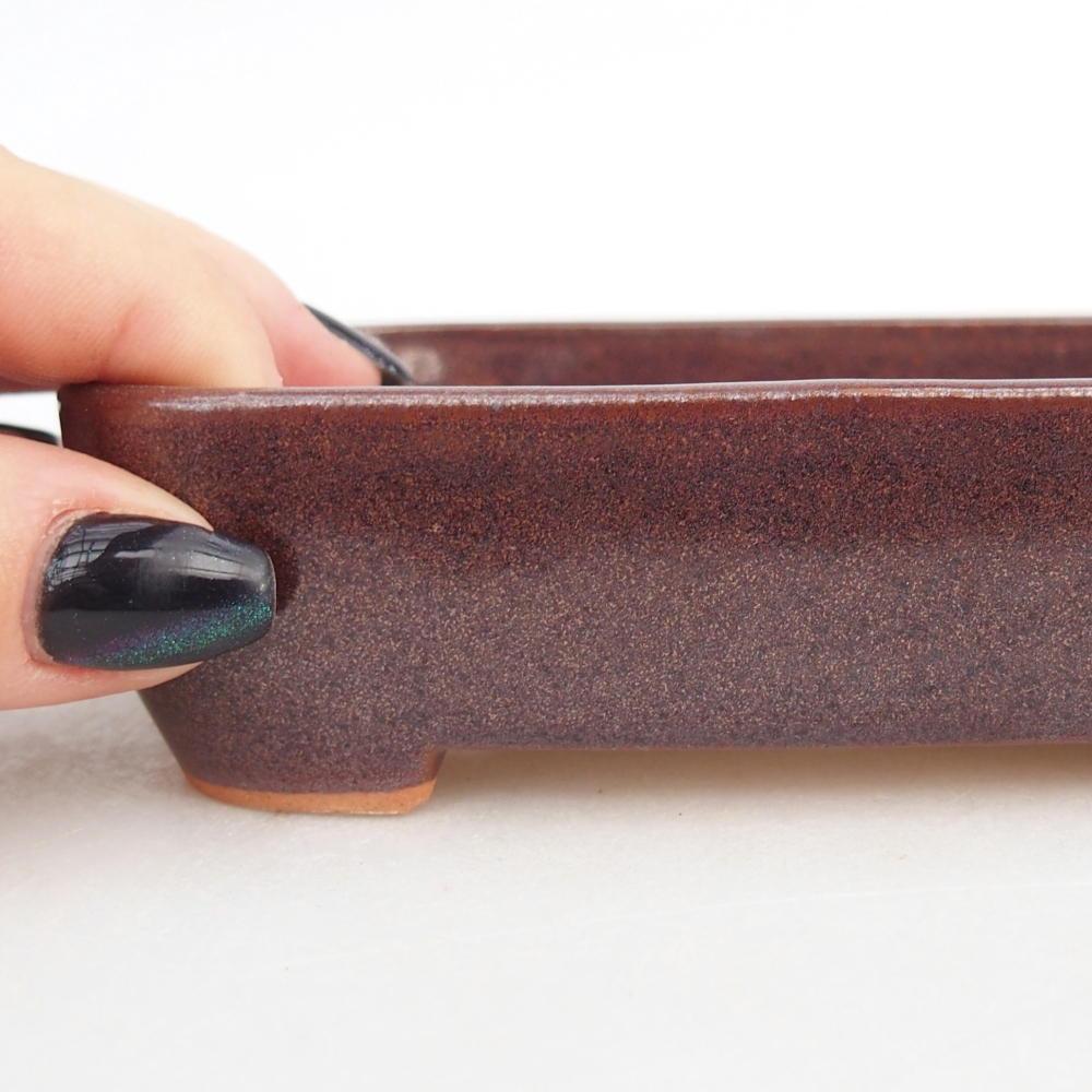 Cuenco bonsái de cerámica 12,5 x 9,5 x 3,5 cm, marrón