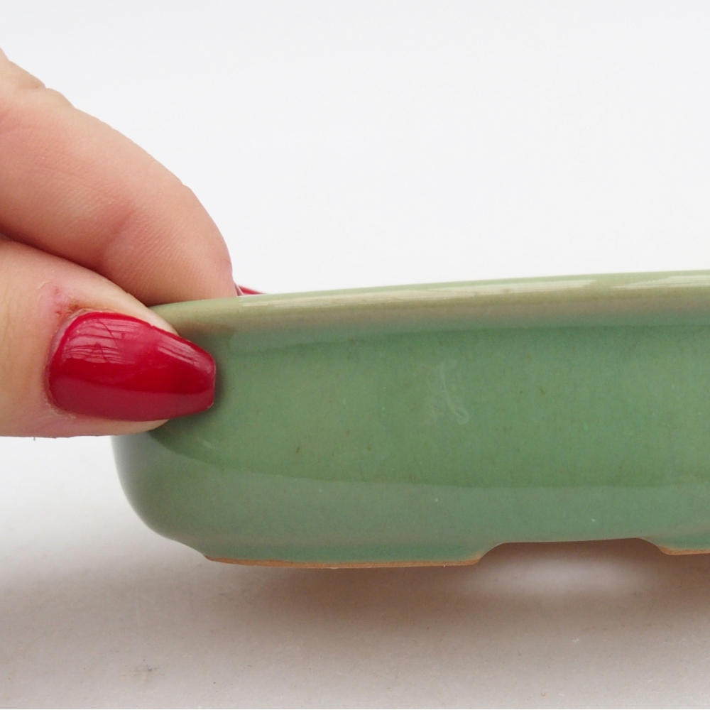 Cuenco bonsái de cerámica 12 x 8,5 x 3 cm, verde
